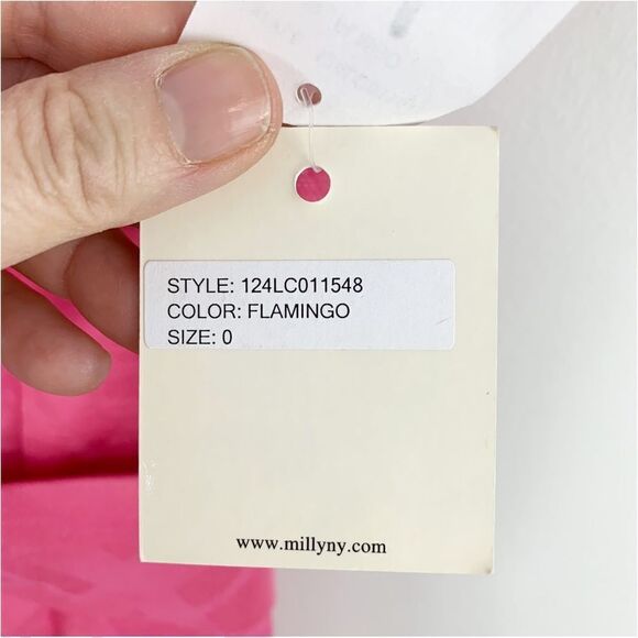 Milly New York Danielle Pink Ruffle Front Belted Sheath Sz 0 - Picture 12 of 15